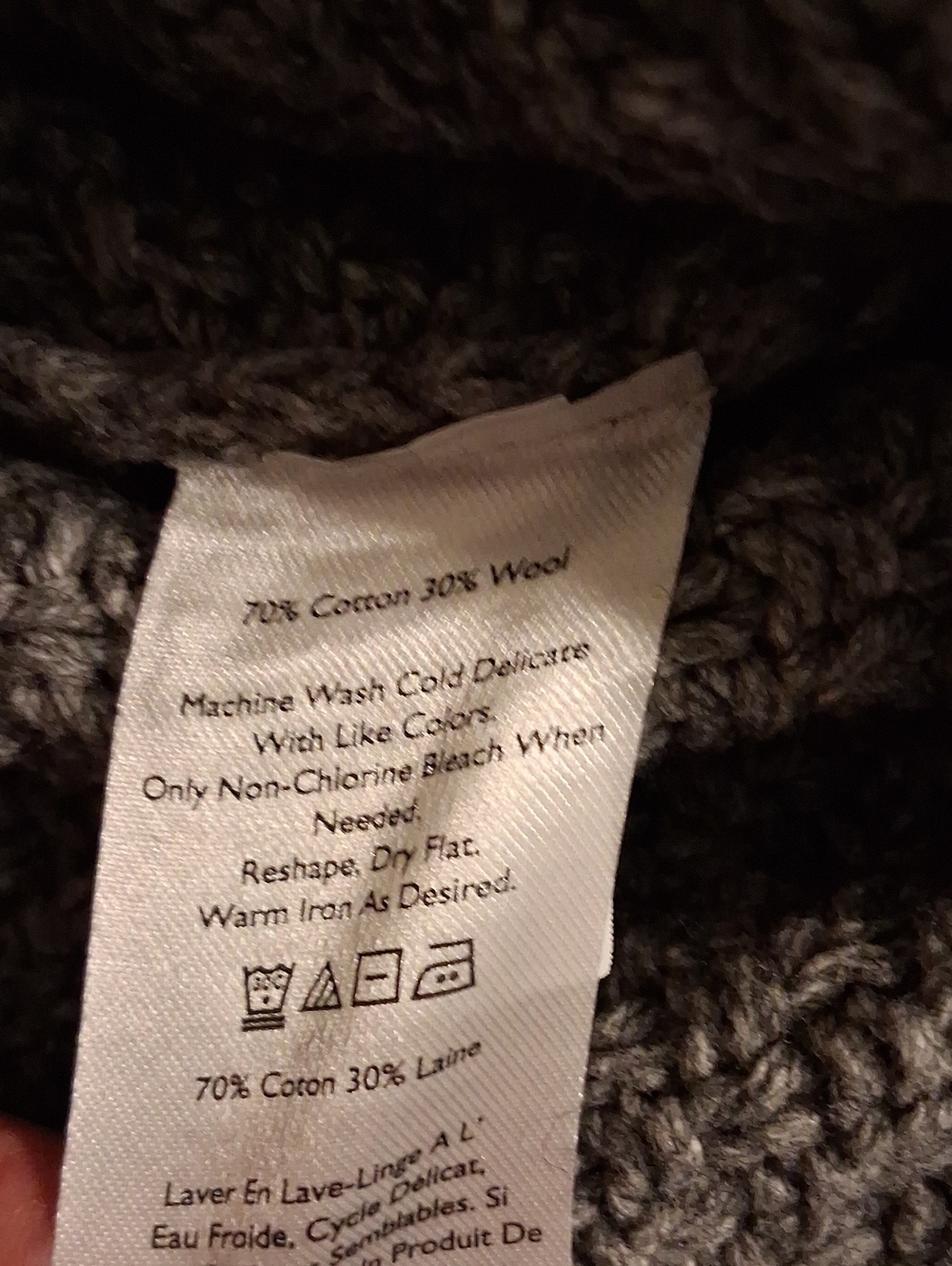 NWT Eddie Bauer Heathered Cotton Wool Grey Cable Knit Crewneck Sweater M - Picture 5 of 6